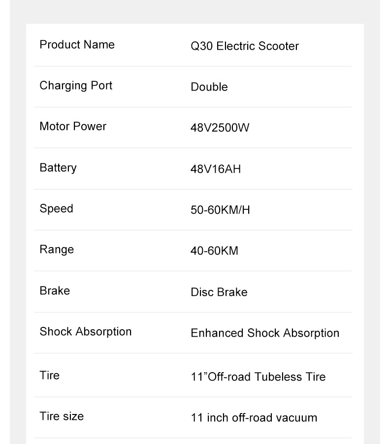 2024 New Convenient High end Electric Scooter for outdoor Q30