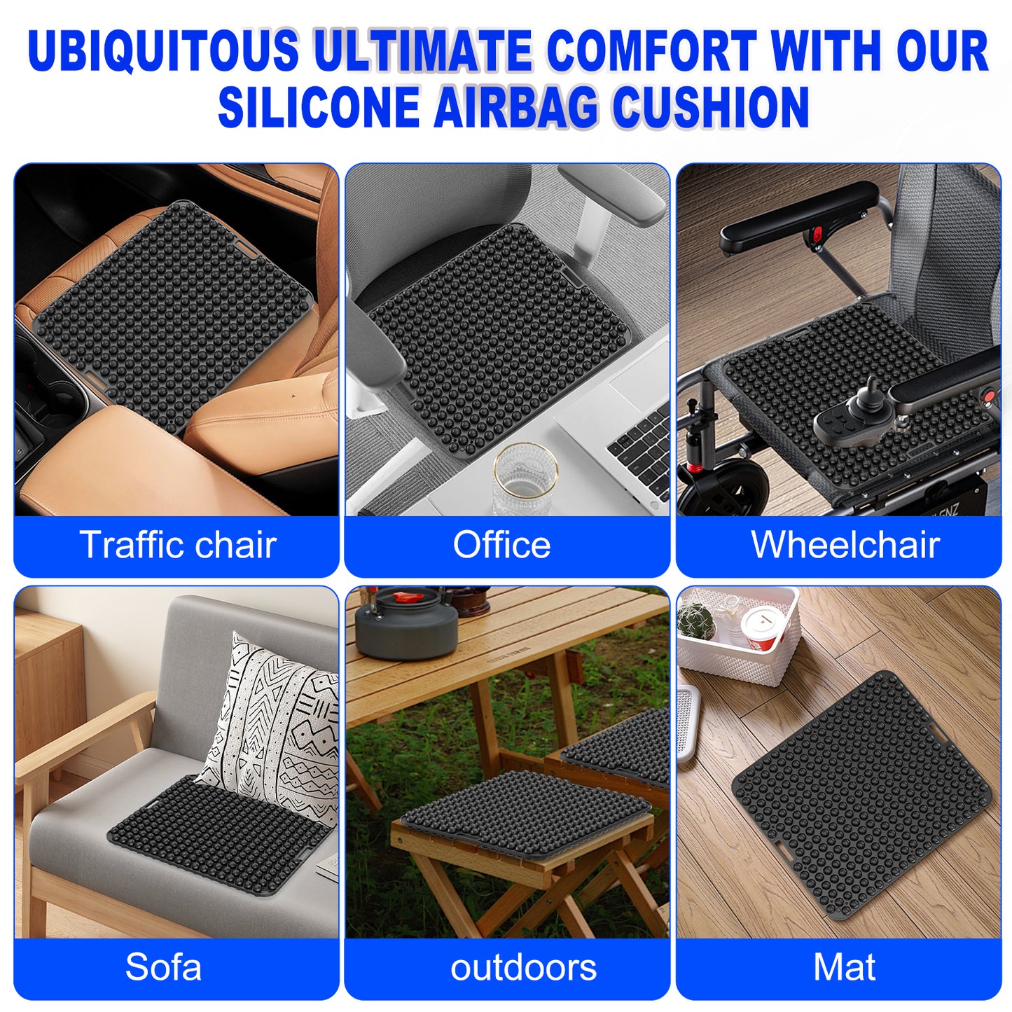 Multi Colored Car Office Chair Home Cooling Breathable Office Chair Silicone Gel Seat Cushion