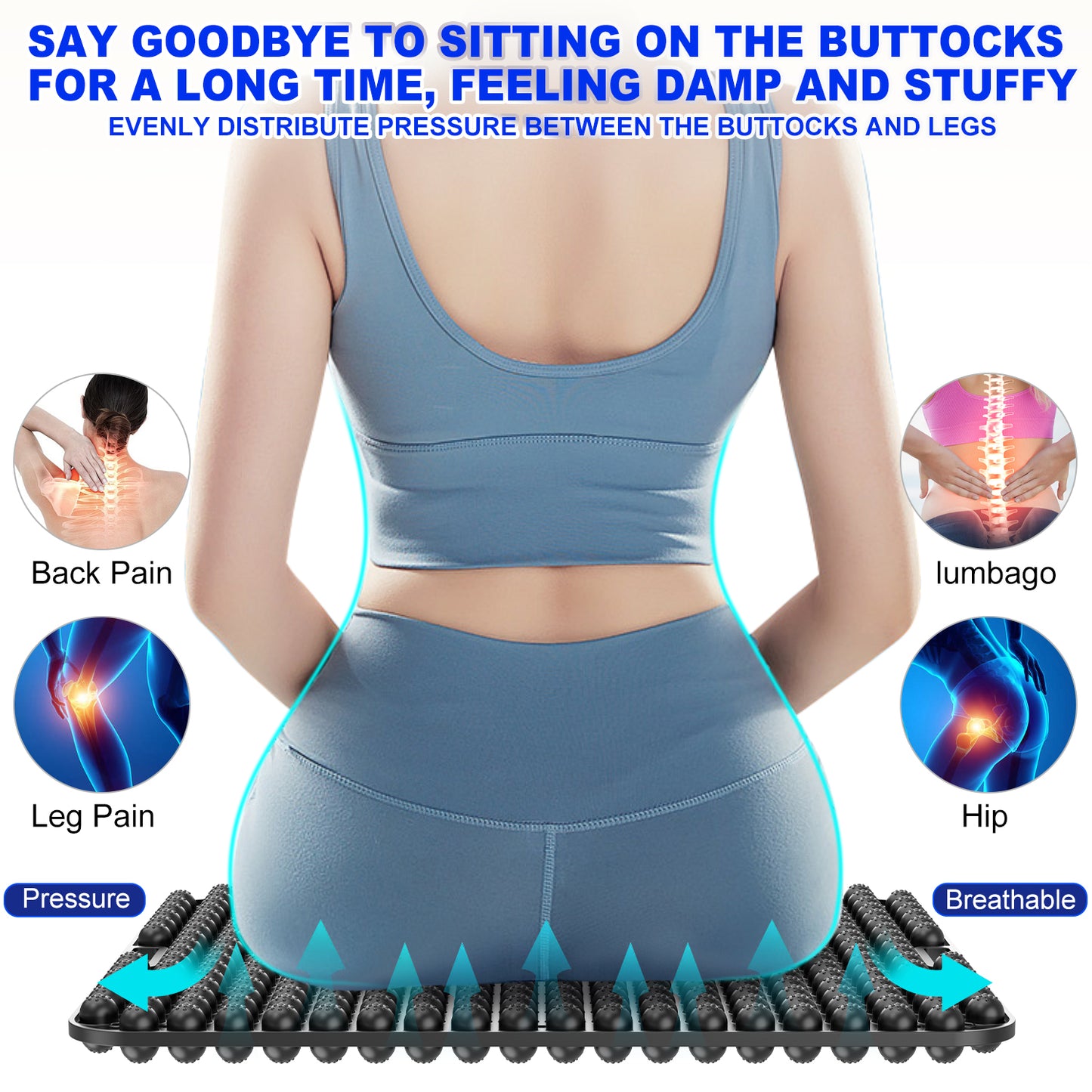 Multi Colored Car Office Chair Home Cooling Breathable Office Chair Silicone Gel Seat Cushion