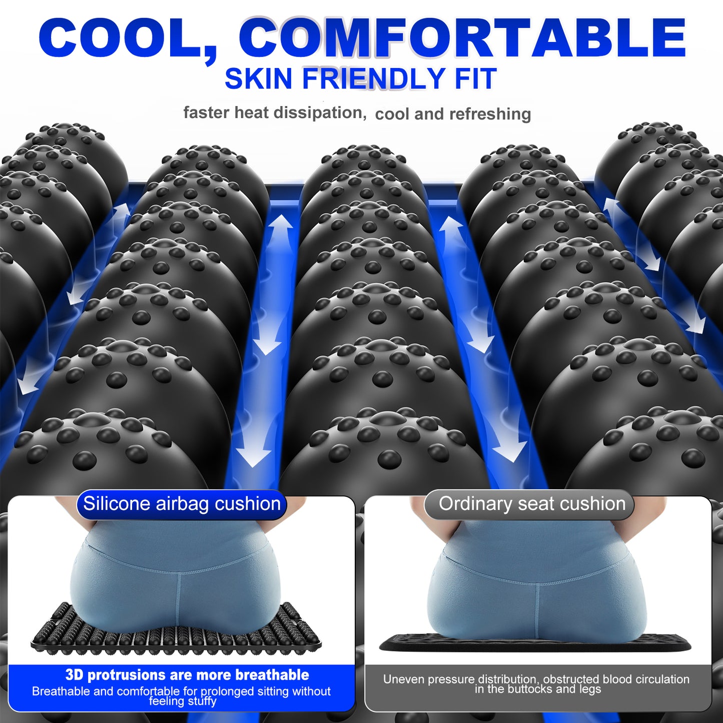 Multi Colored Car Office Chair Home Cooling Breathable Office Chair Silicone Gel Seat Cushion